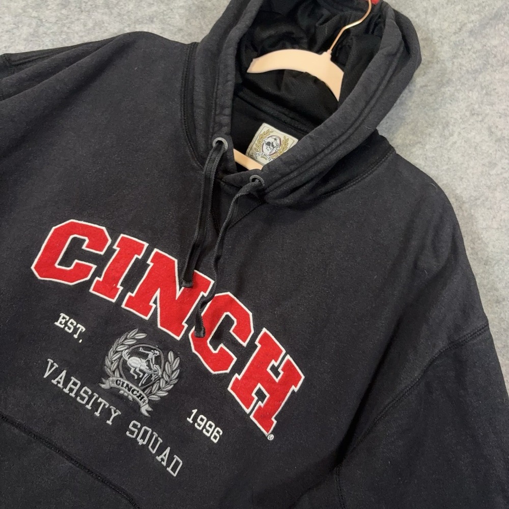 Cinch Western Hoodie Mens XL Black Embroidered Logo Pocket Heavyweight